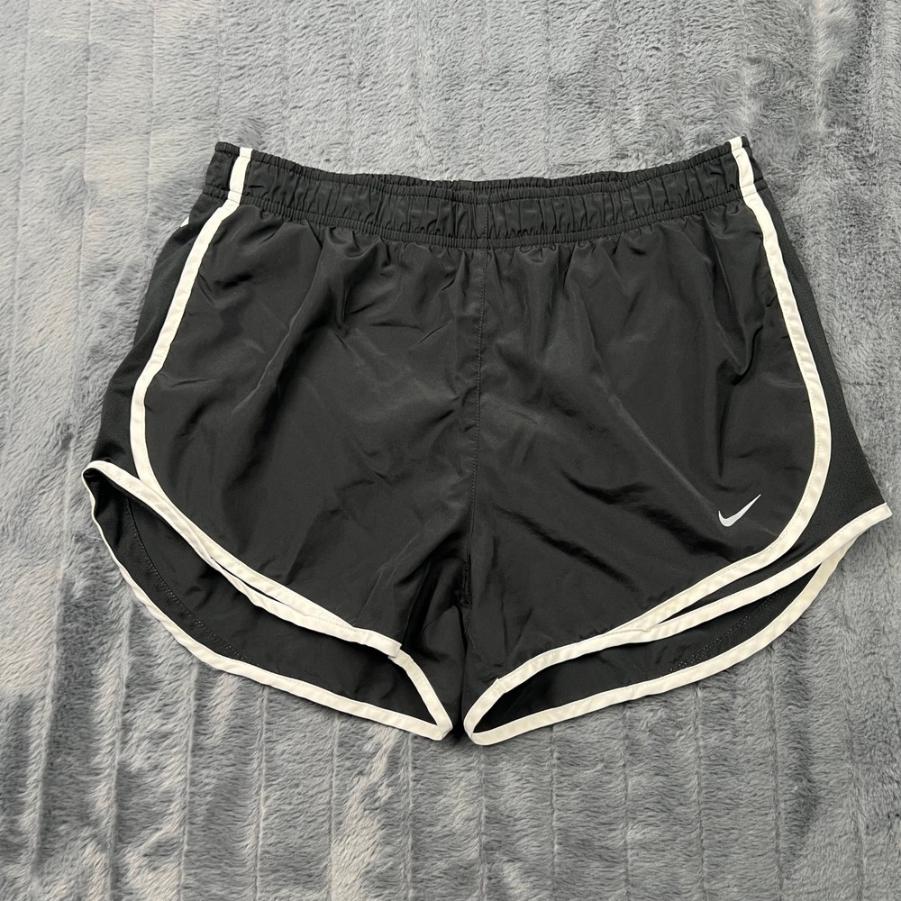 Nike Dri-FIT Womens Running Shorts Black White Trim Mesh Panels Size M 14424